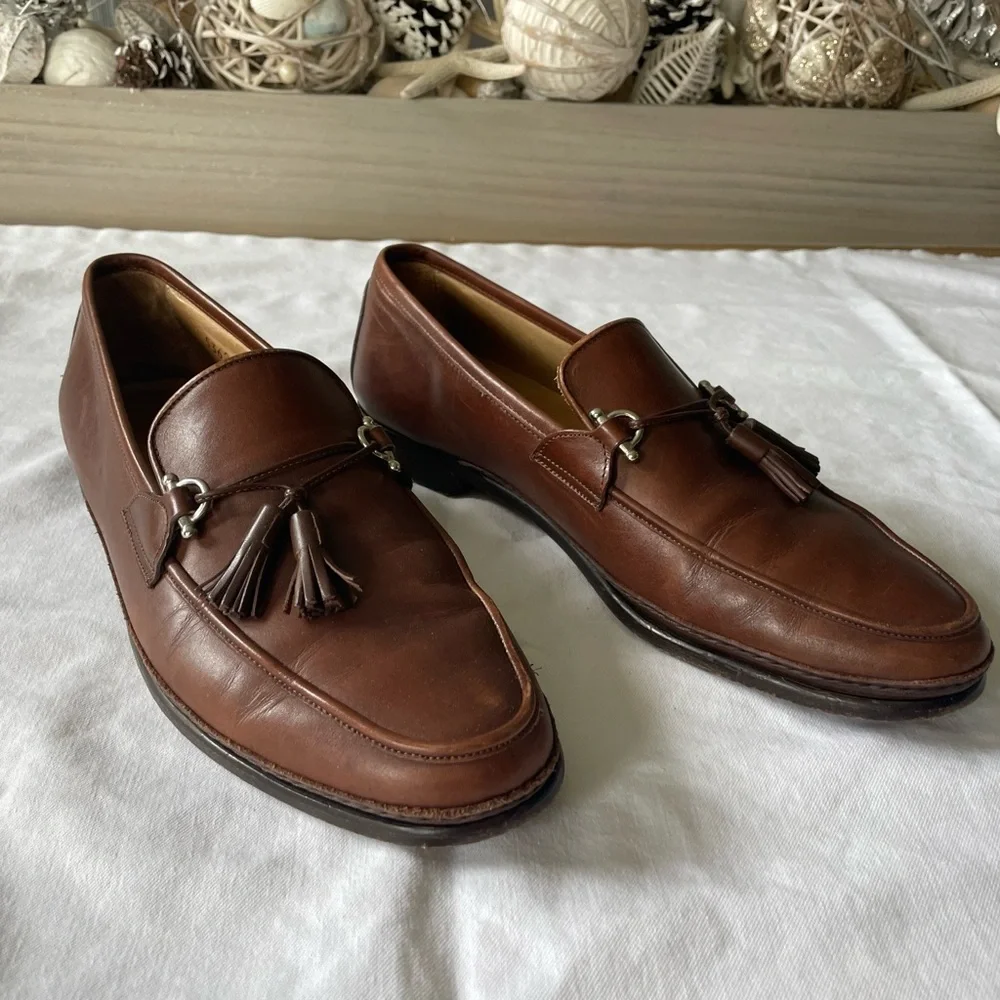 BRUNO MAGLI COGNAC TASSEL LOAFERS SIZE 10.5 M